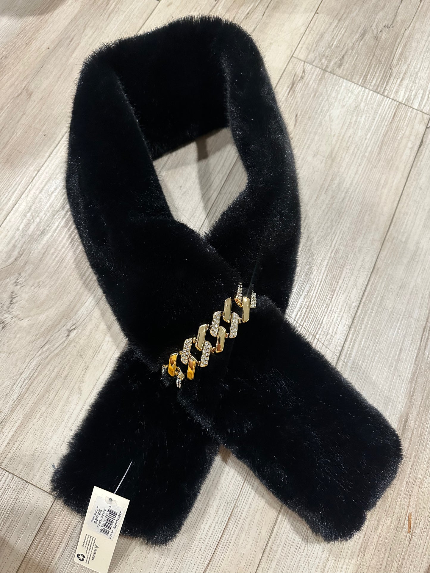 Black Faux Fur Scarf