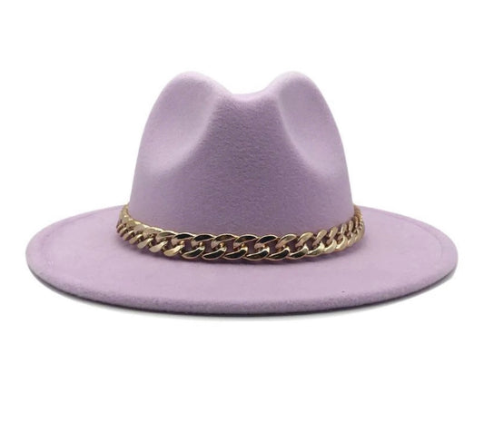 Lavender Brim/Gold Chain Hat